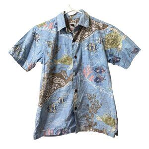 Kahala Hawaiian Shirt Boys Sz Large 10/12 Button‎ Down Short Sleeve Fish